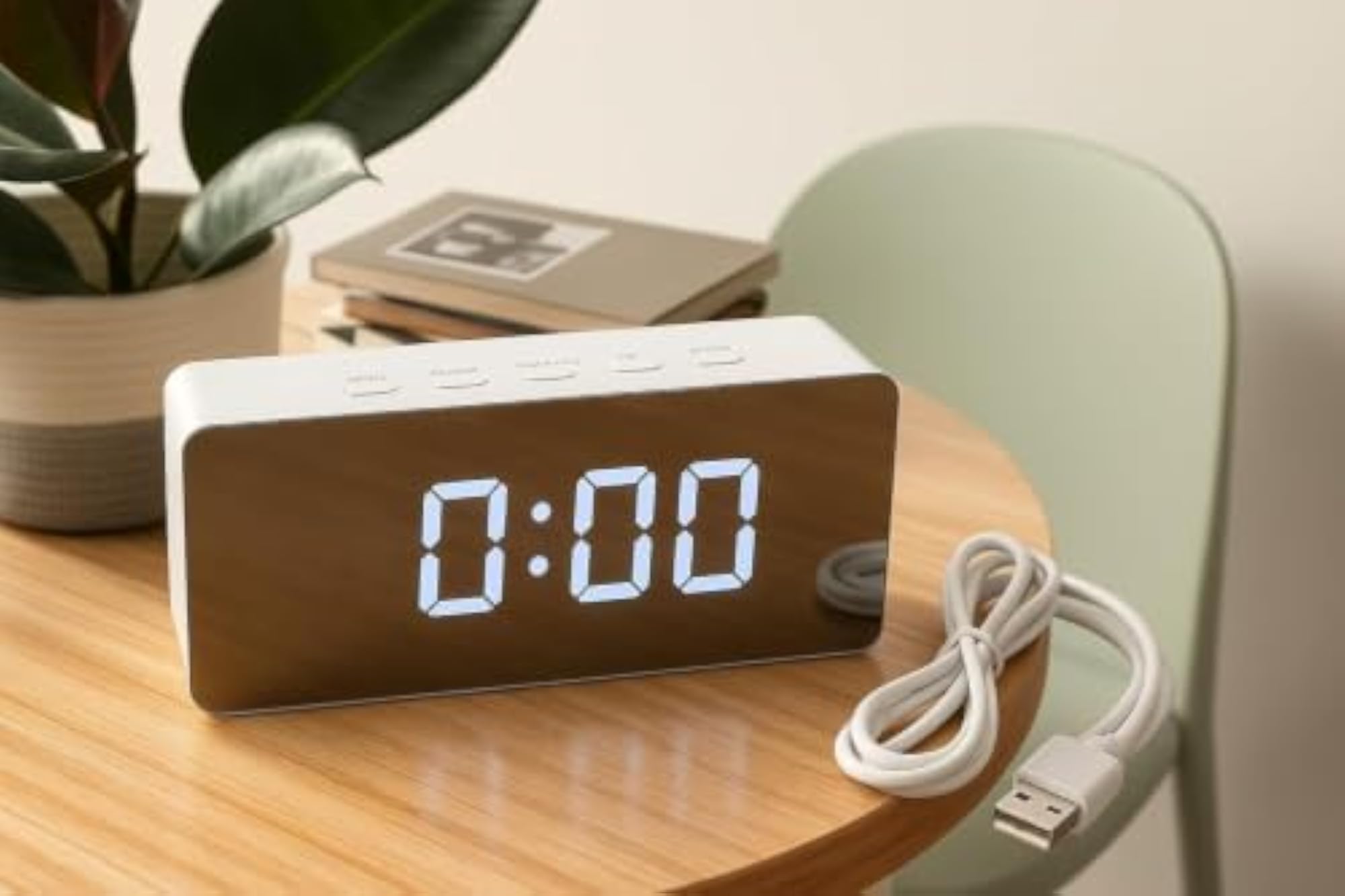 Mirror LED Digital Alarm Clock with Smart Display & Snooze